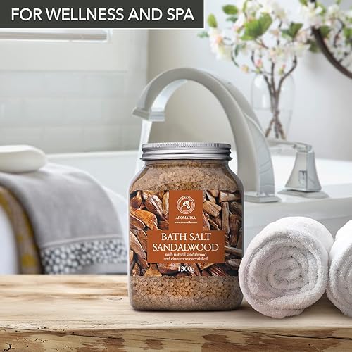 Miniatura 7 de Sal marina de baño sándalo 46 onzas (45.86 oz)  Sales de baño con sándalo y canela aceite esencial para baño  Baño relajante  Relajación muscular