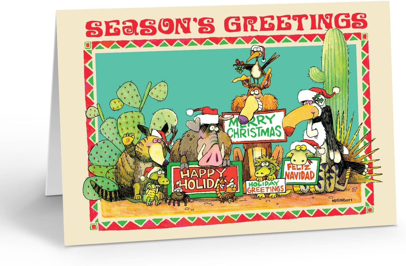 Stonehouse Collection | Personalized Desert Critters Season's Greetings | Custom Sonoran Desert Christmas Card | 24 Funny Cards & Envelopes | USA Made | Cute Animals (Personalization)