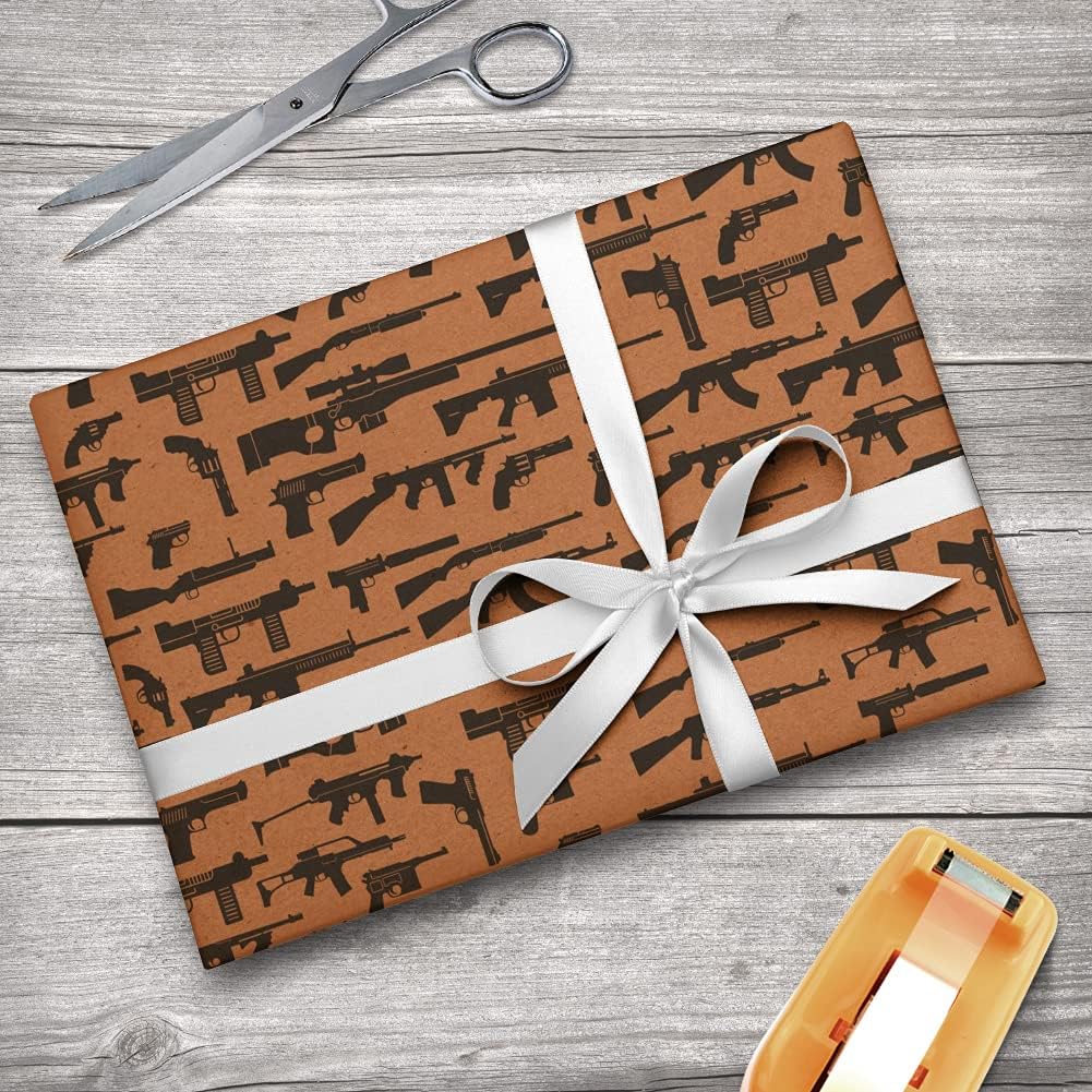 GRAPHICS & MORE Tons of Guns Pattern Premium Kraft Roll Gift Wrap Wrapping Paper