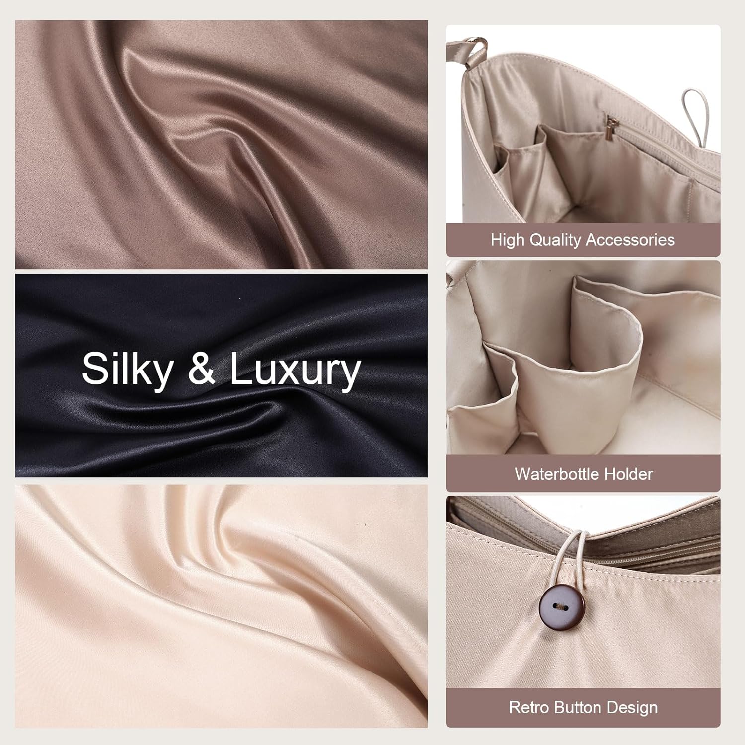 ZTUJO Purse Organizer Insert For Coach Brooklyn 28 and 39 (Beige, For Brooklyn 28) - Image 5