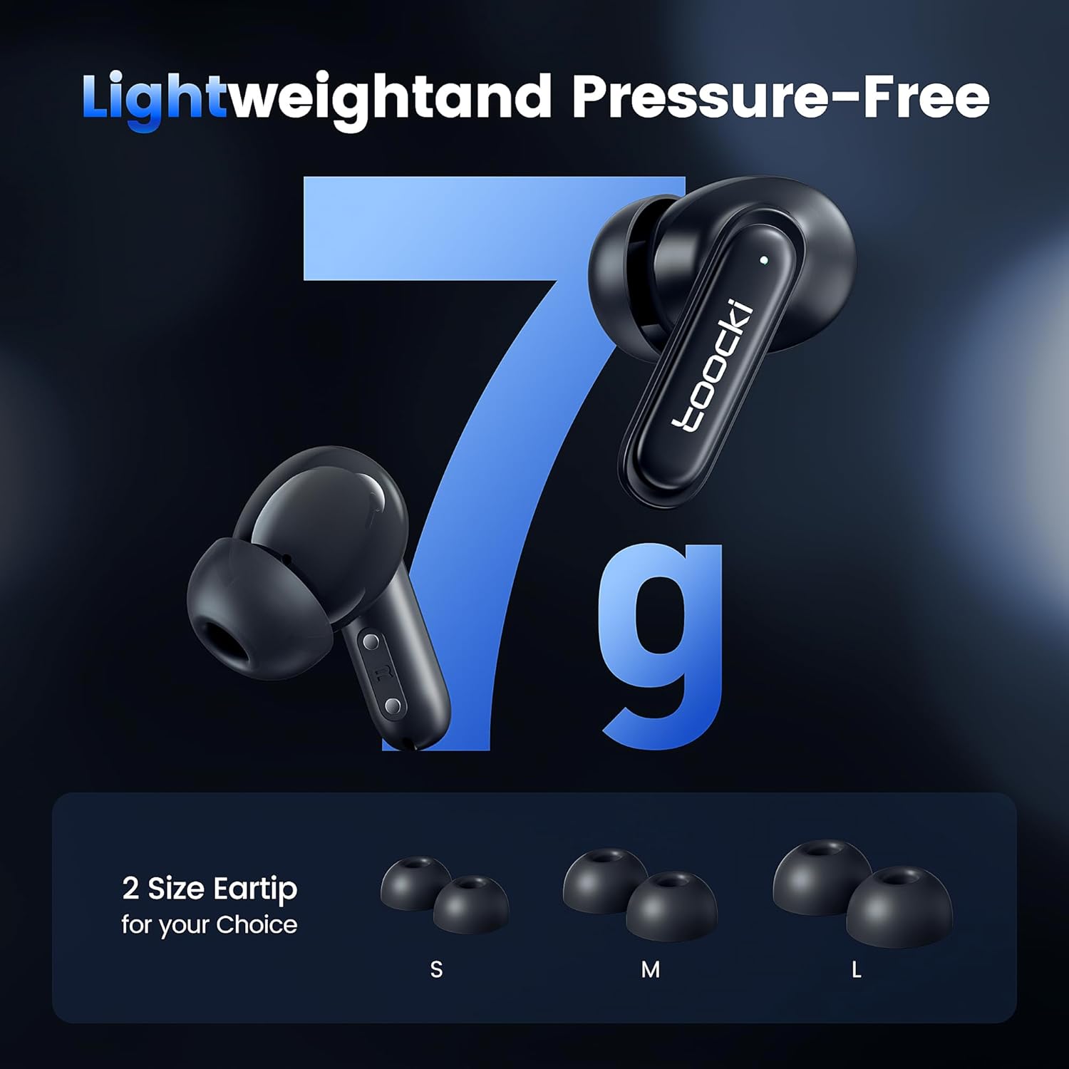Earbuds with different size eartips