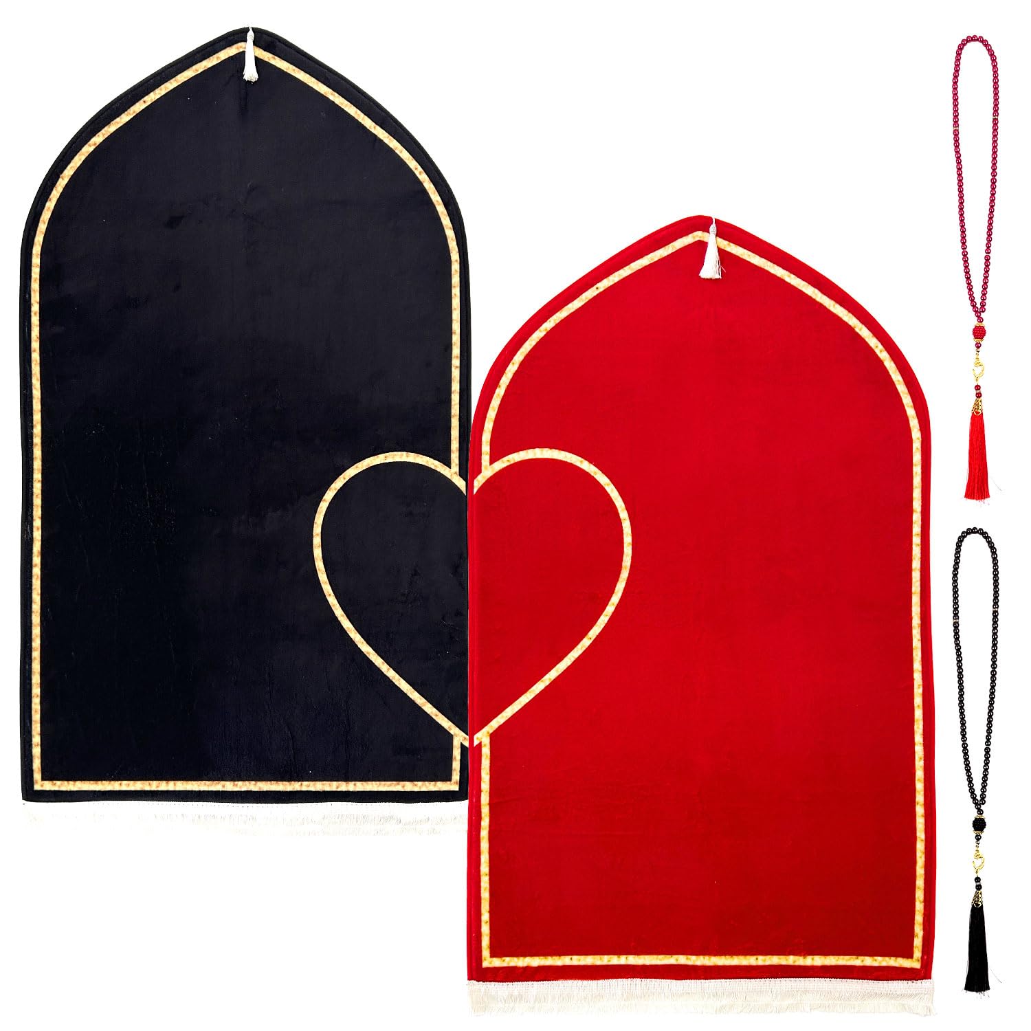 Tapis de prière musulmane KEAGAN lot de 2, cadeau islamique idéal pour l'Aïd et le Ramadan