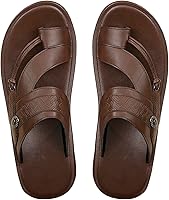 Verdusa Men's Toe Ring Flat Sandals - Braided PU Leather Slip-On Vacation Slippers for Beach & Casual