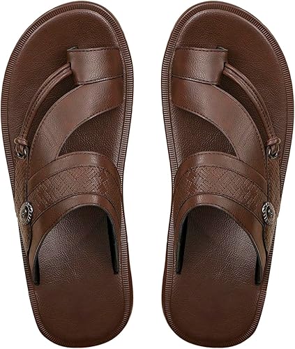 Verdusa Men's Ring Toe Flat Sandals Braided Slip on Vacation