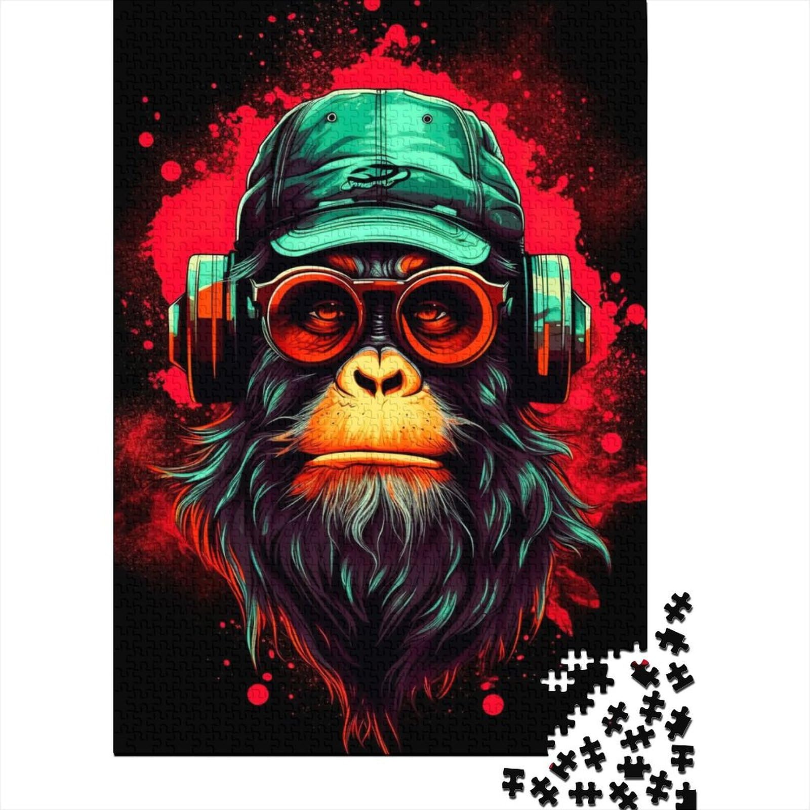1000 Piece Paper Puzzle For Adults Monkey Dj Music Square Puzzle for Kids Family Games 38x26cm/1000pcs