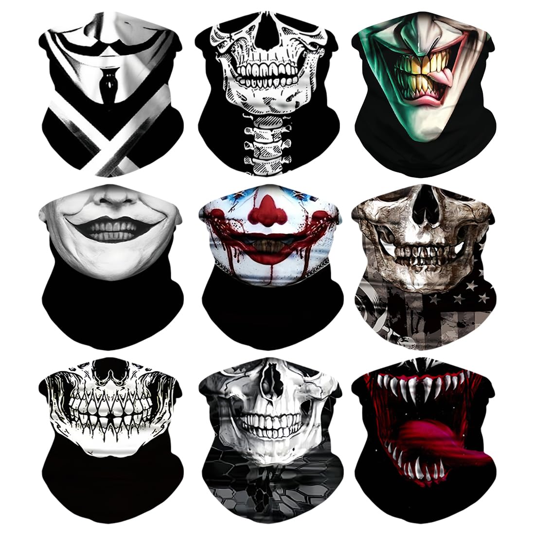 Bandana Tubolare Multiuso Con Stampa Teschio - Sciarpa, Fascia O Copricapo Per Sport E Festival (9 Pezzi) - Foto 8