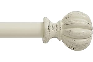 Kenney KN71604 Rachel Fluted Knob End Standard Wooden Curtain Rod for Windows