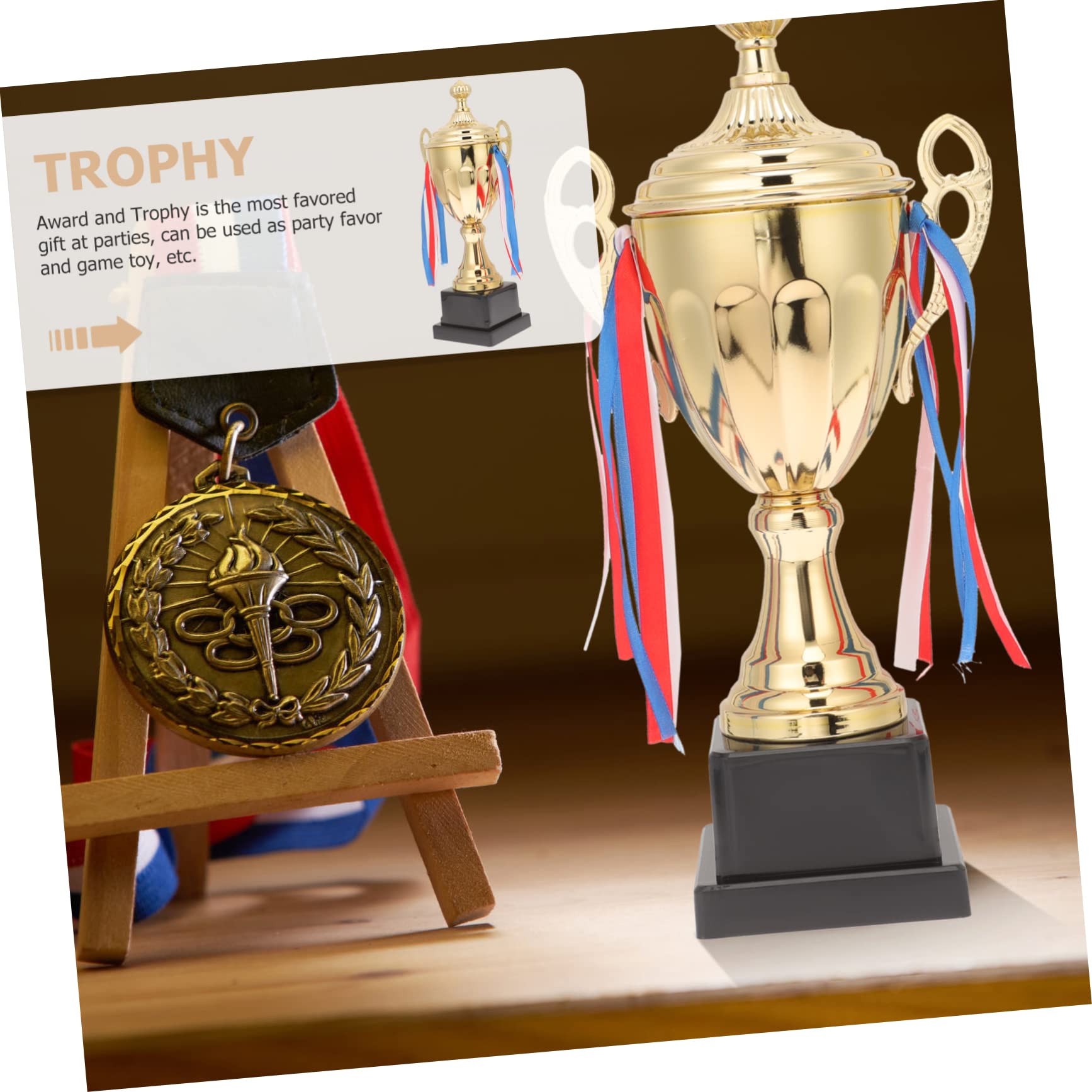 ibasenice Goldene Metall Trophäe mit Zartem Design Realistische Spielbelohnungstrophäe für Kinder bei Sportwettbewerben und Schulsportfesten