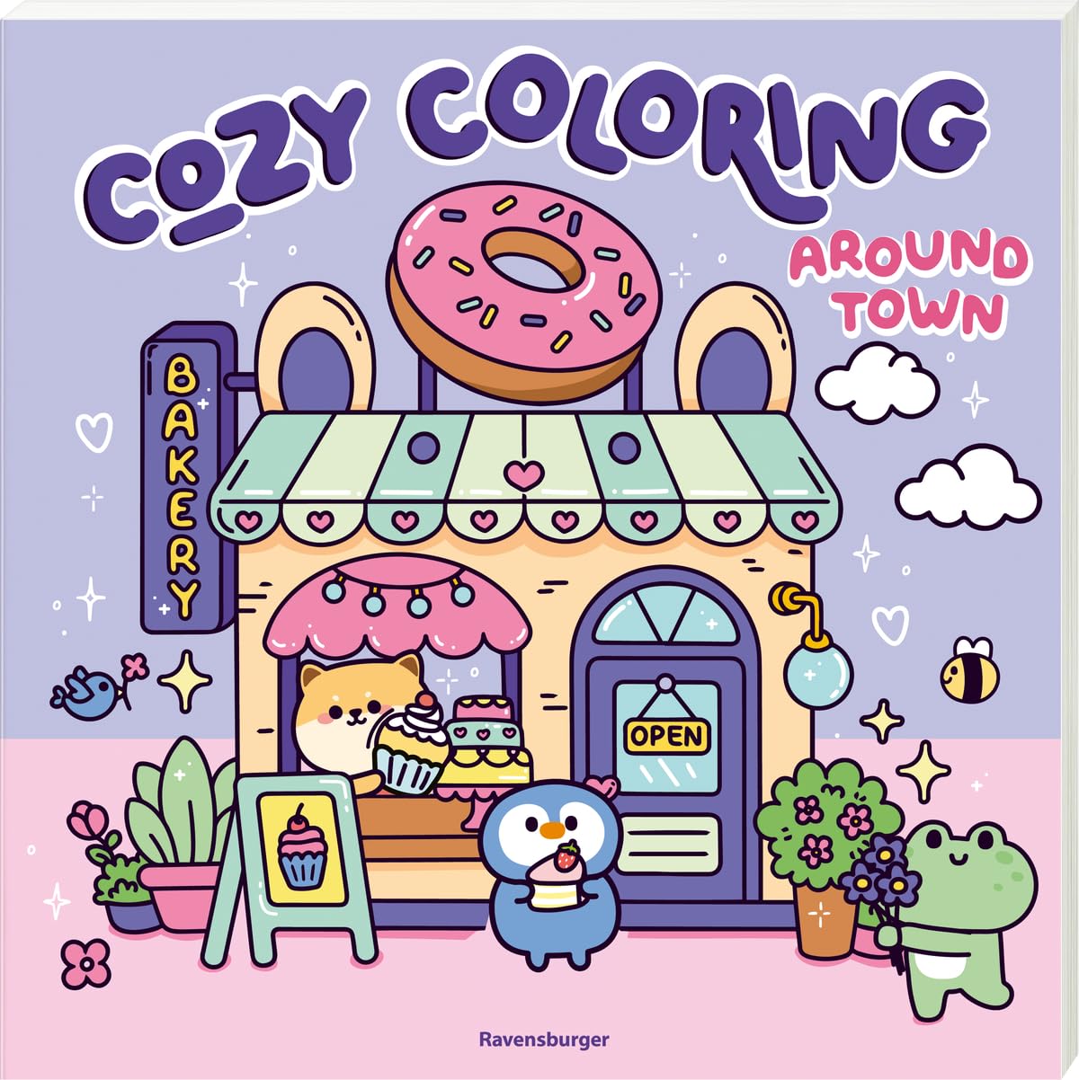 Ravensburger Cozy Coloring: Around town – Entspannendes Malbuch für Erwachsene und Teenager