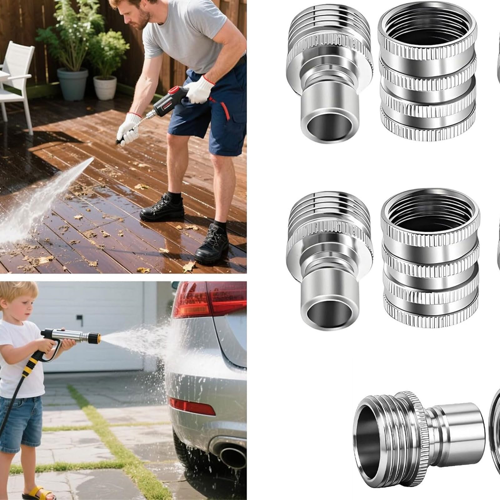 Raccordi per connettori a sgancio rapido per tubi da giardino da 10 Adattatore da giardino da 1/2 a 3/4 pollici Raccordi robusti per impieghi gravosi in acciaio inossidabile