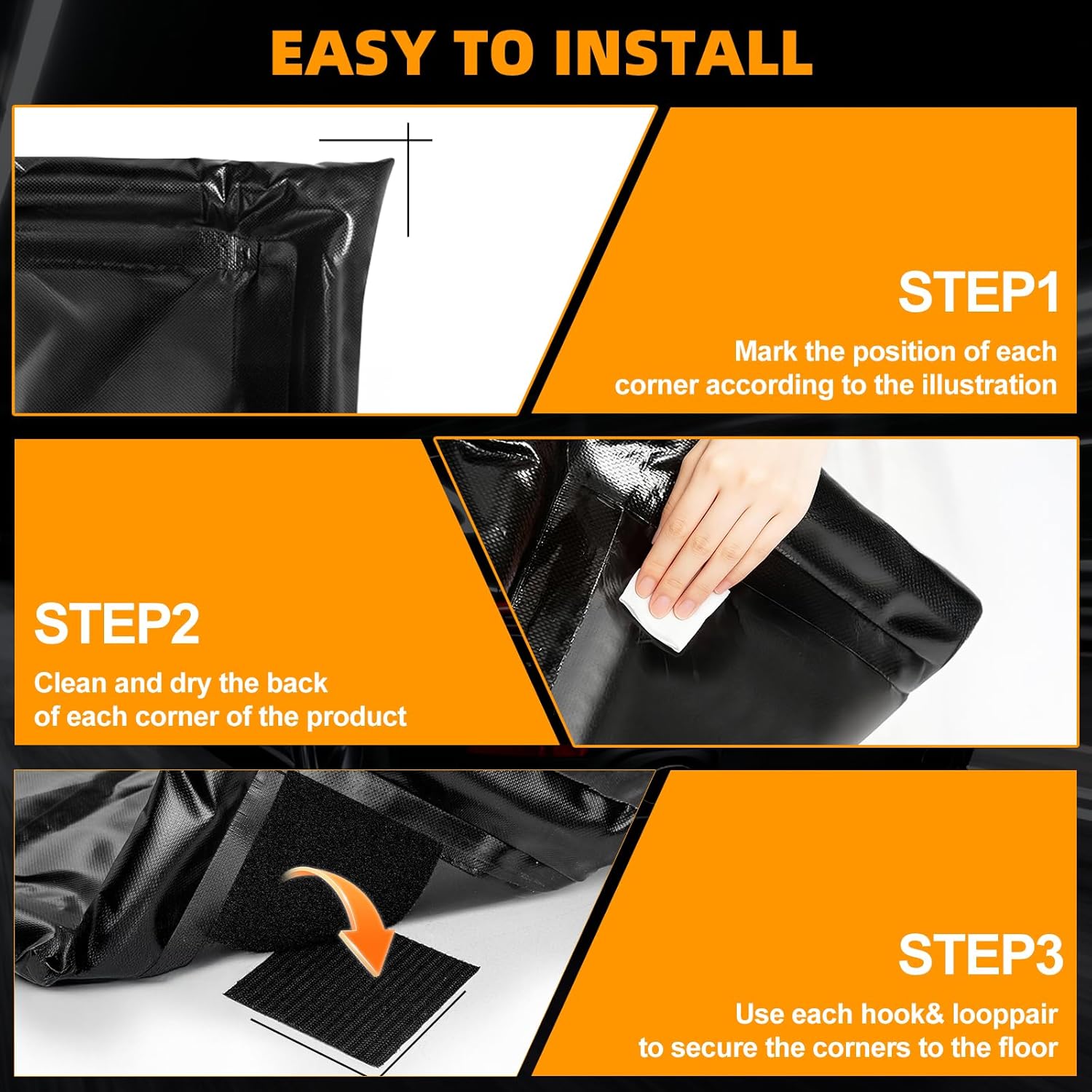7'9"x18' Garage Floor Mat, Heavy Duty Containment Mat with a Squeegee Waterproof PVC Non-Slip Durable Protection from Snow, Rain and Mud, for Cars SUVs Trucks Parking Garages, Black