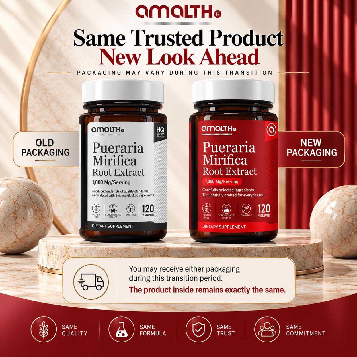 AMALTH Pueraria Mirifica Capsules 1000mg, 25:1 Root Extract - Plant Estrogen Supplement for Women, Men and MTF - Natural Phytoestrogen, White Kwao Krua - 120 Vegetarian Capsules, Gluten Free, Non-GMO — Amazon image 9