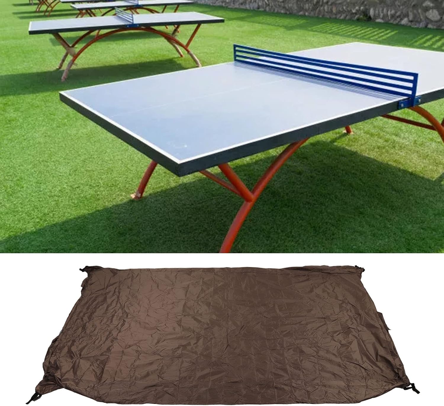 Ping Pong Table Cover Outdoor Waterproof, Table Tennis Cover,Dustproof Silver Coating for Courtyard Terrace(Brown)