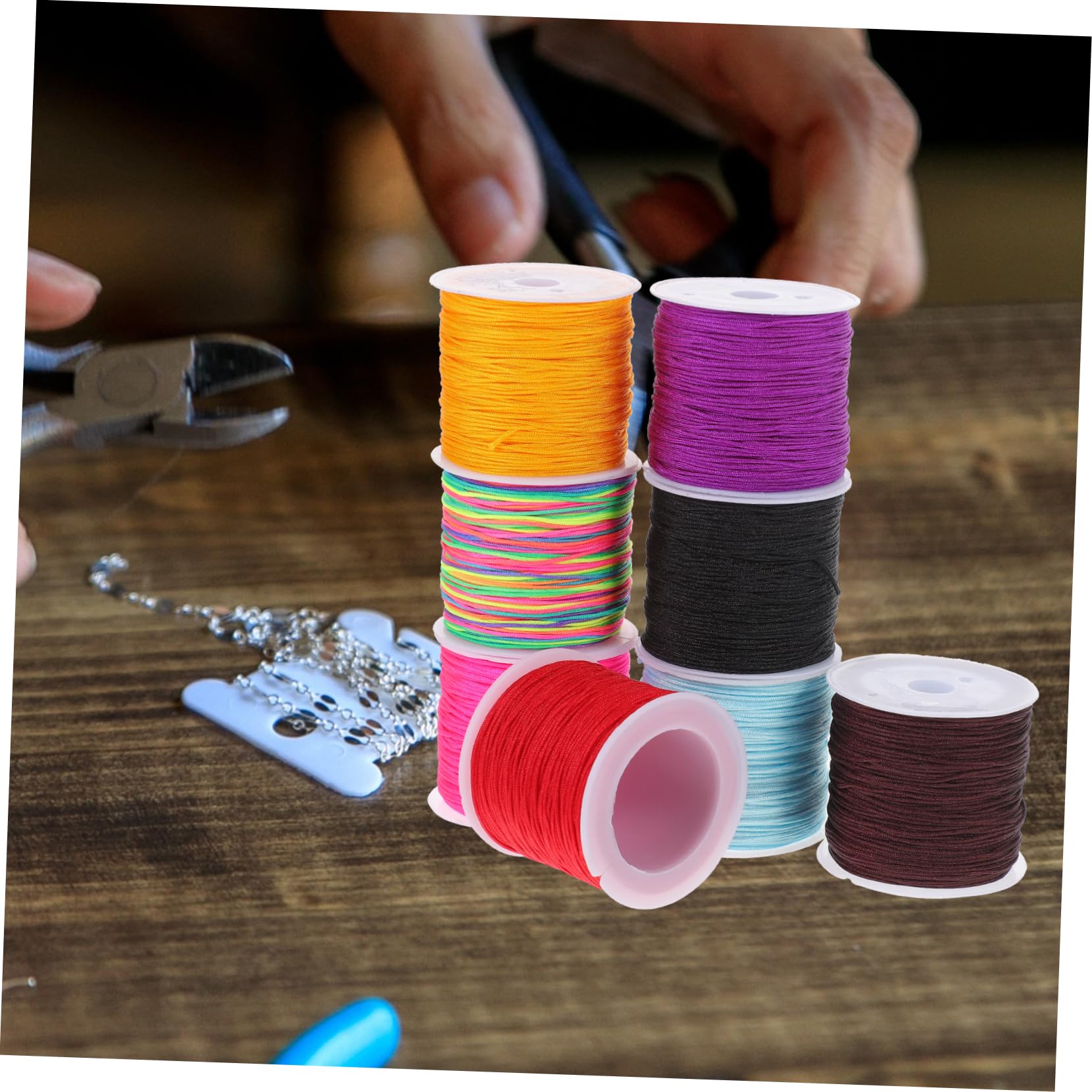 VILLCASE 3 Set Corda Intrecciata Bracciale Bangle Fili Per Collane Bracialetti Perline Spago Filo Per Uncinetto Filo Per Maglieria Grosso Filo Della Bobina Del Ricamo Nylon 8 * 3