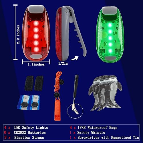 Miniatura 3 de 4Pack Kayak Lights with IPX8 Fish-shaped Waterproof Bag, Battery Operated Navigation Lights for Night Kayaking, Clip on for Paddle board, Pontoon