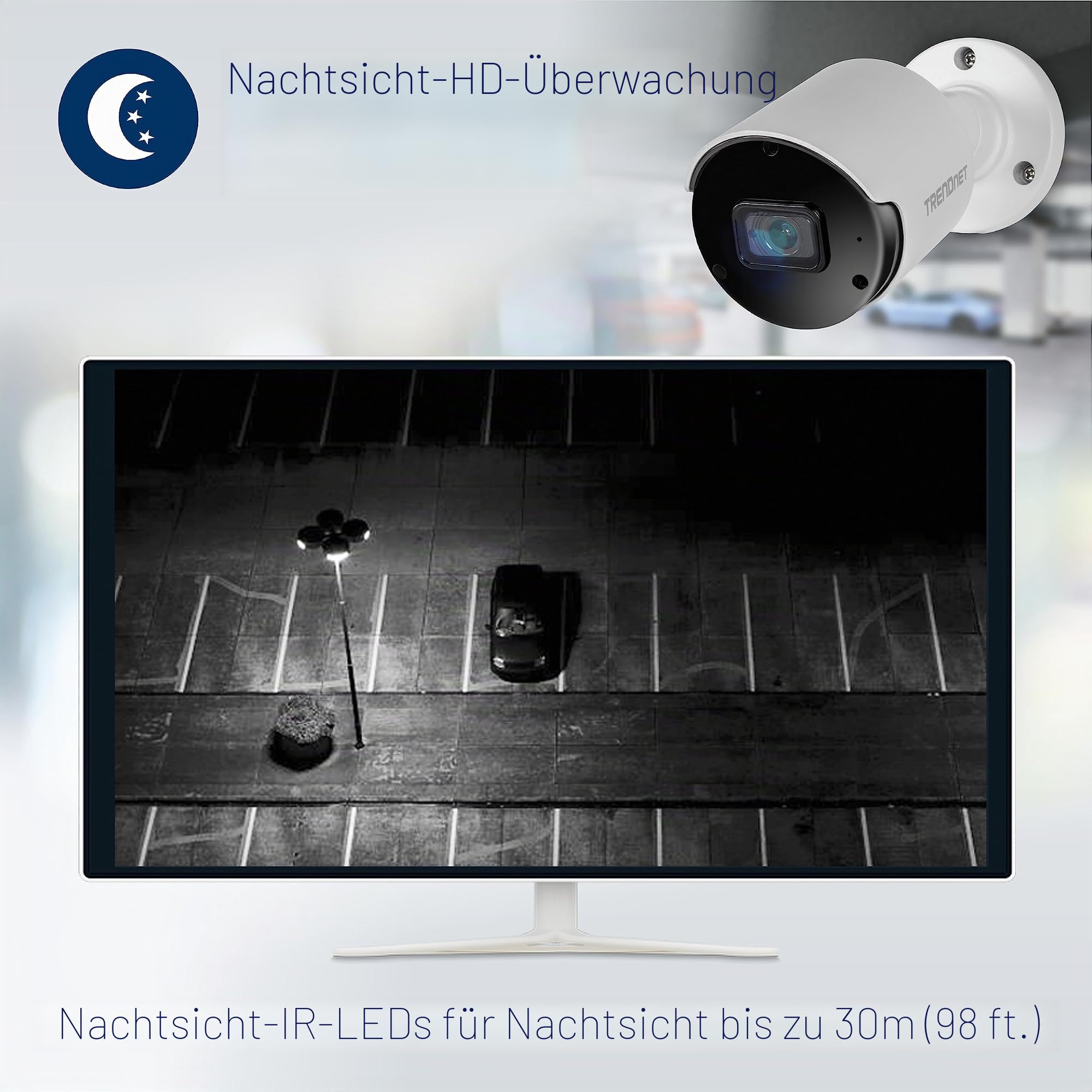 TRENDnet, TV-IP1514PI, Indoor Outdoor 5 MP H.265 PoE Bullet-Netzwerkkamera, IR-Nachtsicht bis zu 30 m (98 ft), Sicherheitsüberwachungskamera, microSD-Kartensteckplatz (bis zu 256 GB), Weiß