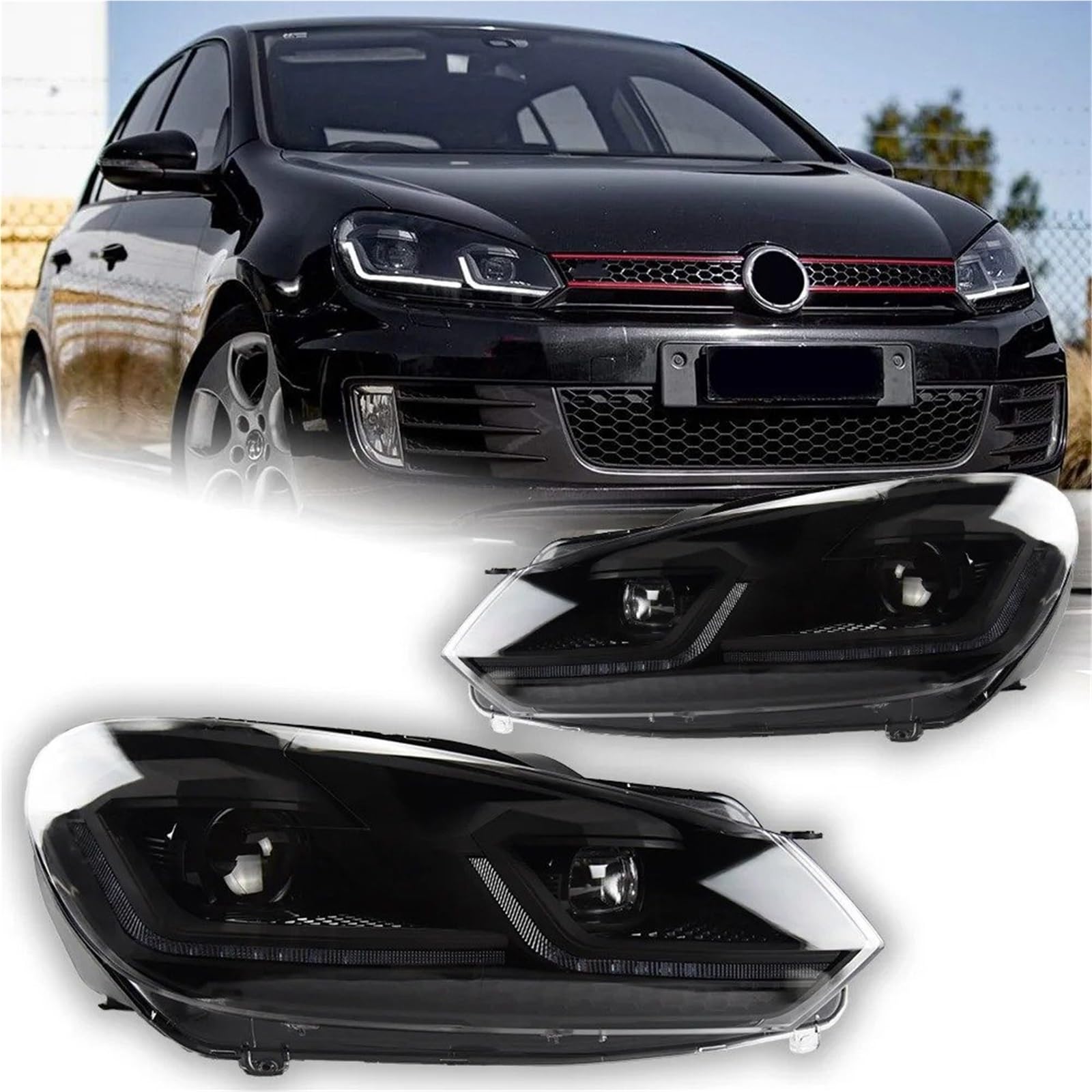 PROIETTORE ANTERIORE Per VW Per Golf 6 Fari 2009-2012 6 Per Fari Per LED Per DRL Lampada Di Segnalazione Per Hid Bi Xenon Accessori Per Auto Stile Auto Lampada Frontale Fari Principali Anteriori(G*ti