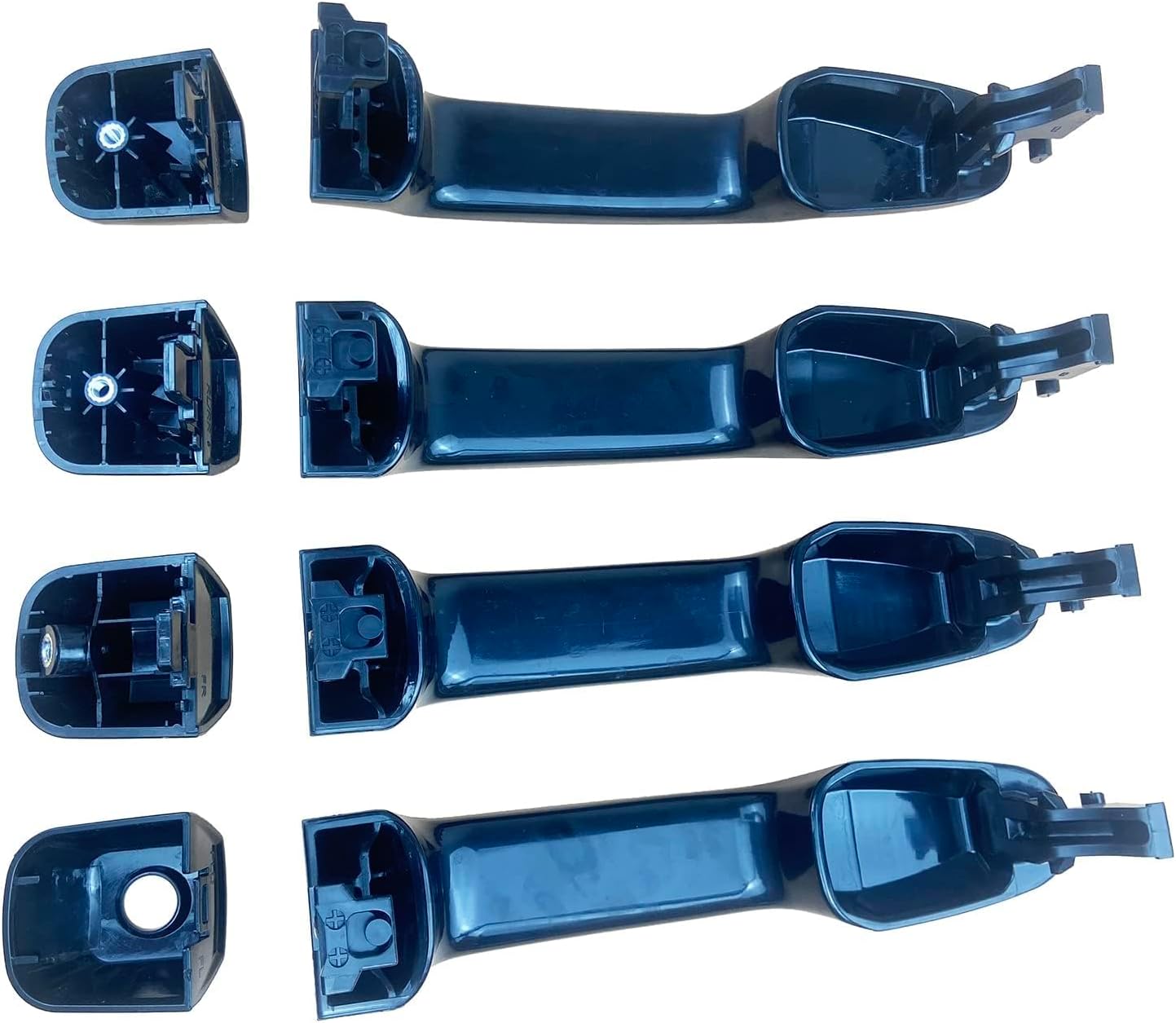 Cheriezing Exterior Door Handle Compatible with 2010-2020 4Runner GX460 Replace# Handle: 69211-60090, Cap: 69217-60150 FL, 69250-60030 FR, 69250-60010 RL/RR (Black) Set of 4