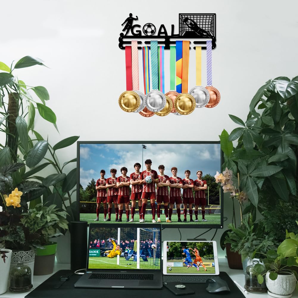 SUPERDANT Medallas de Fútbol Estante de Pared para Exhibición Marco de Cinta de Premios