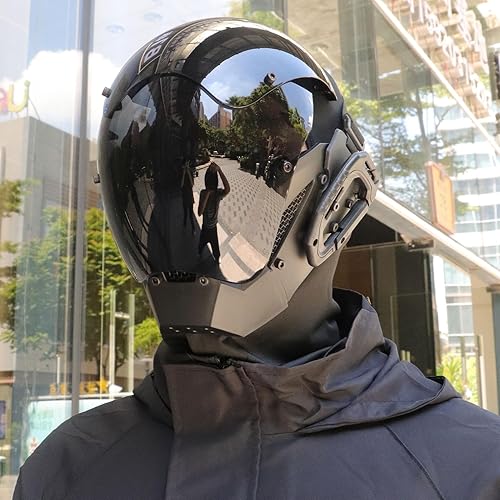 Miniatura 6 de Máscara de casco punk para hombre, máscaras de Halloween, cosplay, gótico, futurista, máscara de tecnología, accesorios de fiesta de disfraces