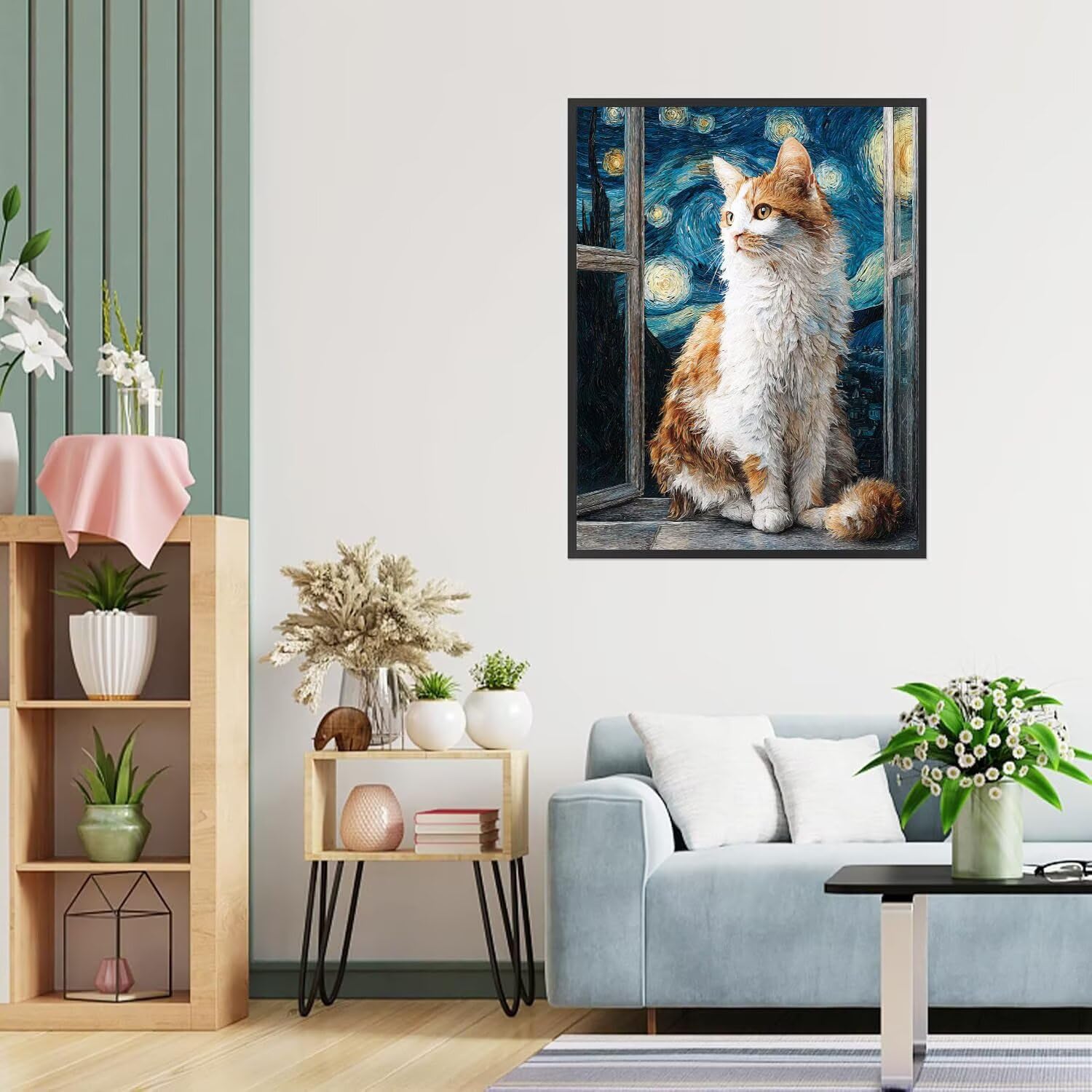 Dipingere con i Numeri Adulti gatto, finestre Dipingere con i Numeri Bambini DIY Kit, Set Premium con Pennelli, Decorazione Casa & Creativo Regalo, Attività di Tempo libero 90x120cm z-275