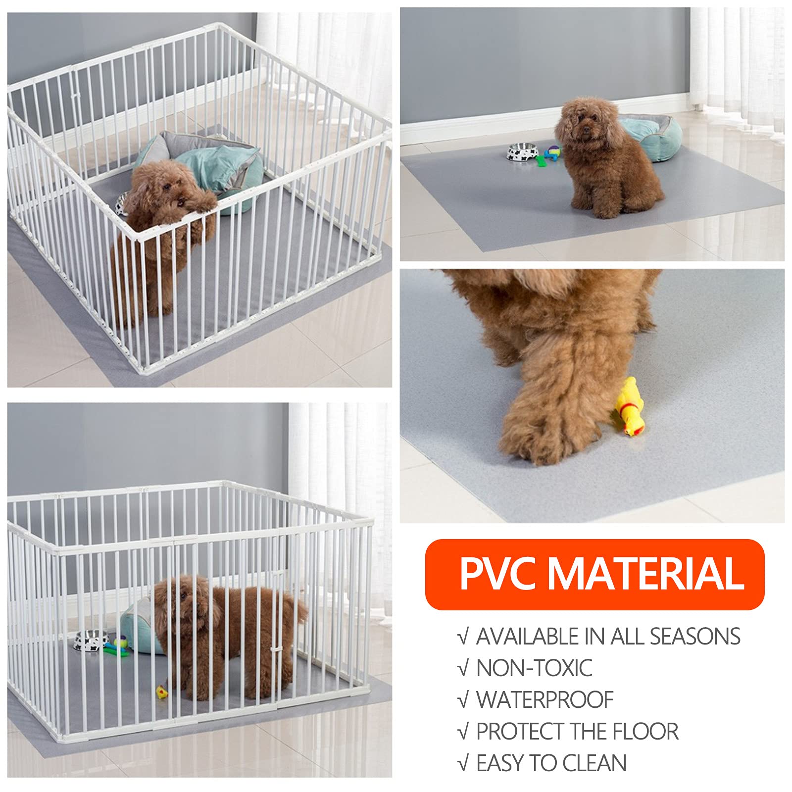 Tappetino per Gabbia per Cani, Impermeabile, per Pavimenti, per Dormire, Anti-Masticazione, Lavabile, Protezione per Tappetino per Pavimento, Tappetino Antiscivolo, Tappe,100X100cm