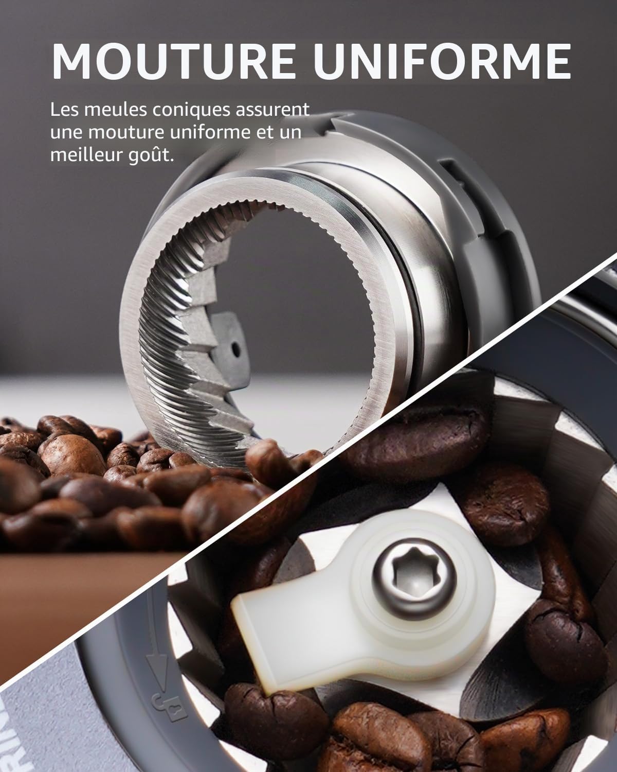 SHARDOR Moulin à Café éLectrique à Cône, 51 RéGlages De Mouture Fine Moulin à Café, Acier Inoxydable Avec RéGlage De La Tasse Et De L'Heure, Reconnaissance Automatique Du Porte-Filtre, écran LCD