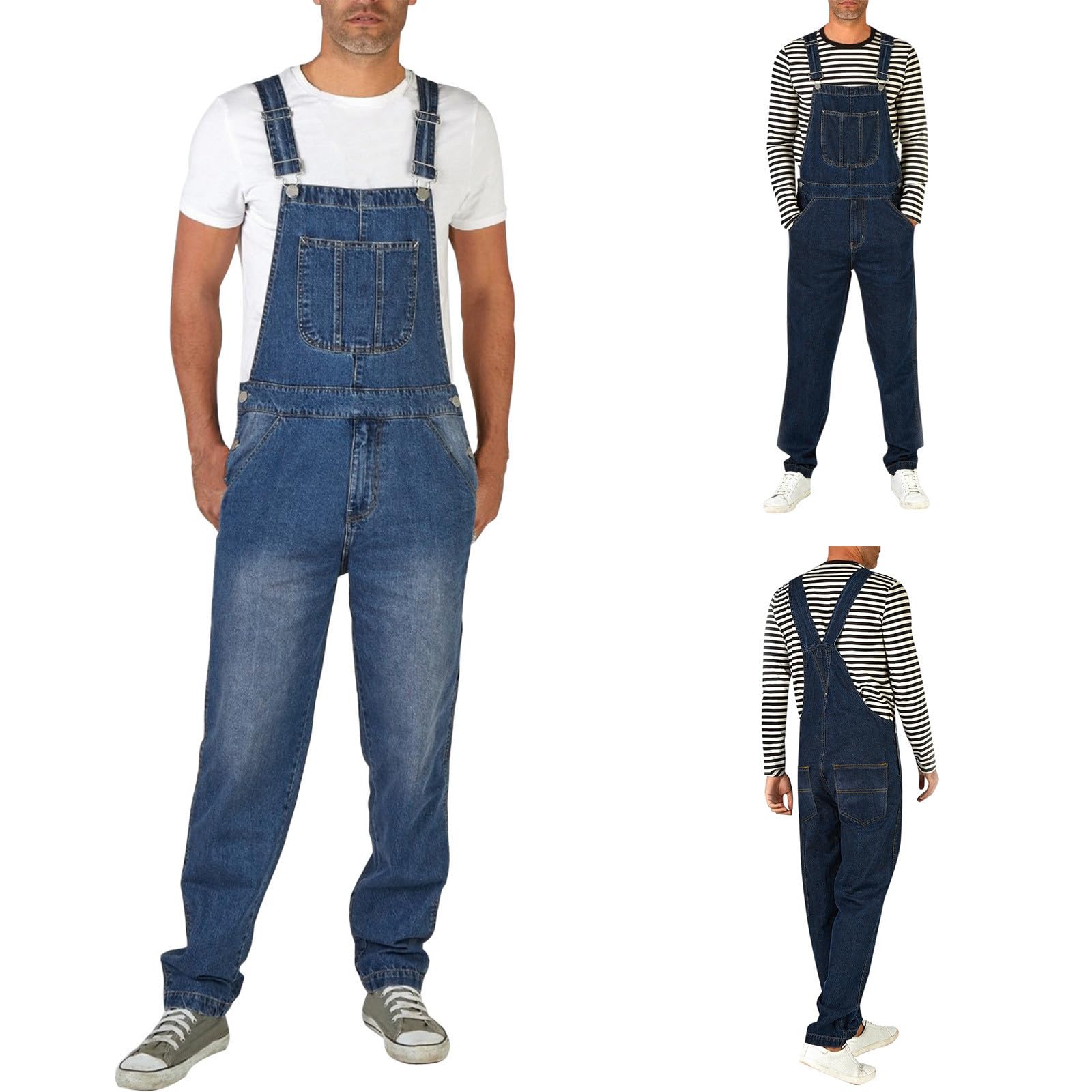 Mens Jeans Denim Dungarees Dungaree Bib Jumpsuit Overalls Work, Mens Denim Bib and Brace with Pockets Mens Overalls Dungarees Men Jumpsuit Jean Jumpsuit Shorts Casual Coverall Pants