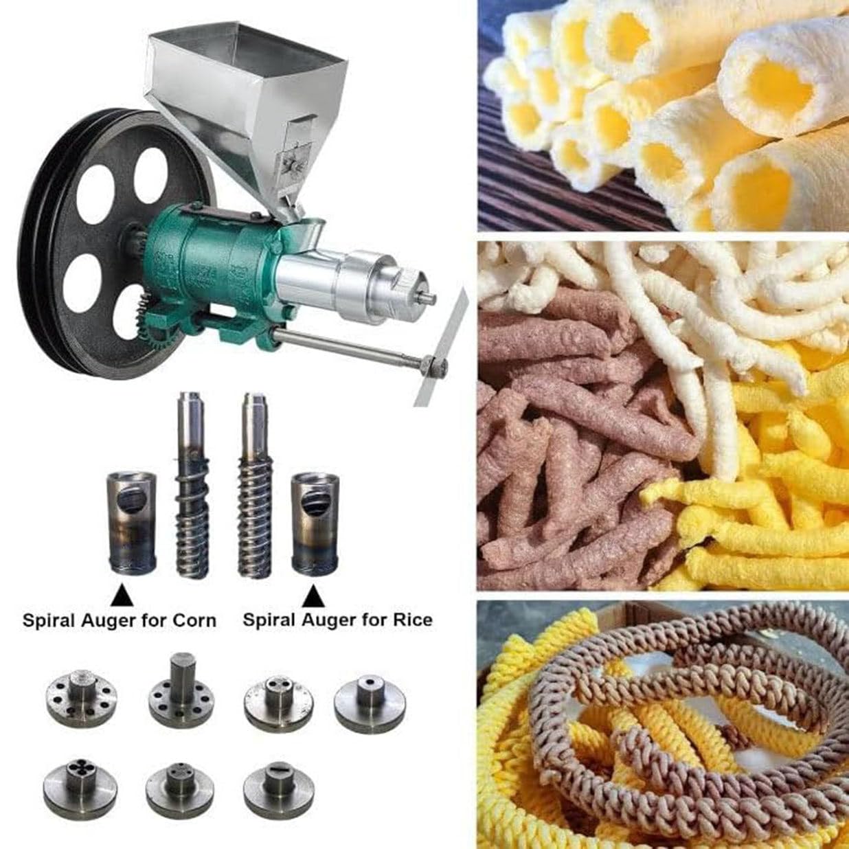 GYQSSD Rice Corn Puffing Extrusion Machine, Multifunctional Puffing Food Extruder, Crispy Corn Puff Food Machine with 7 Molds, Puff Snack Machine for Kitchen Food Processing
