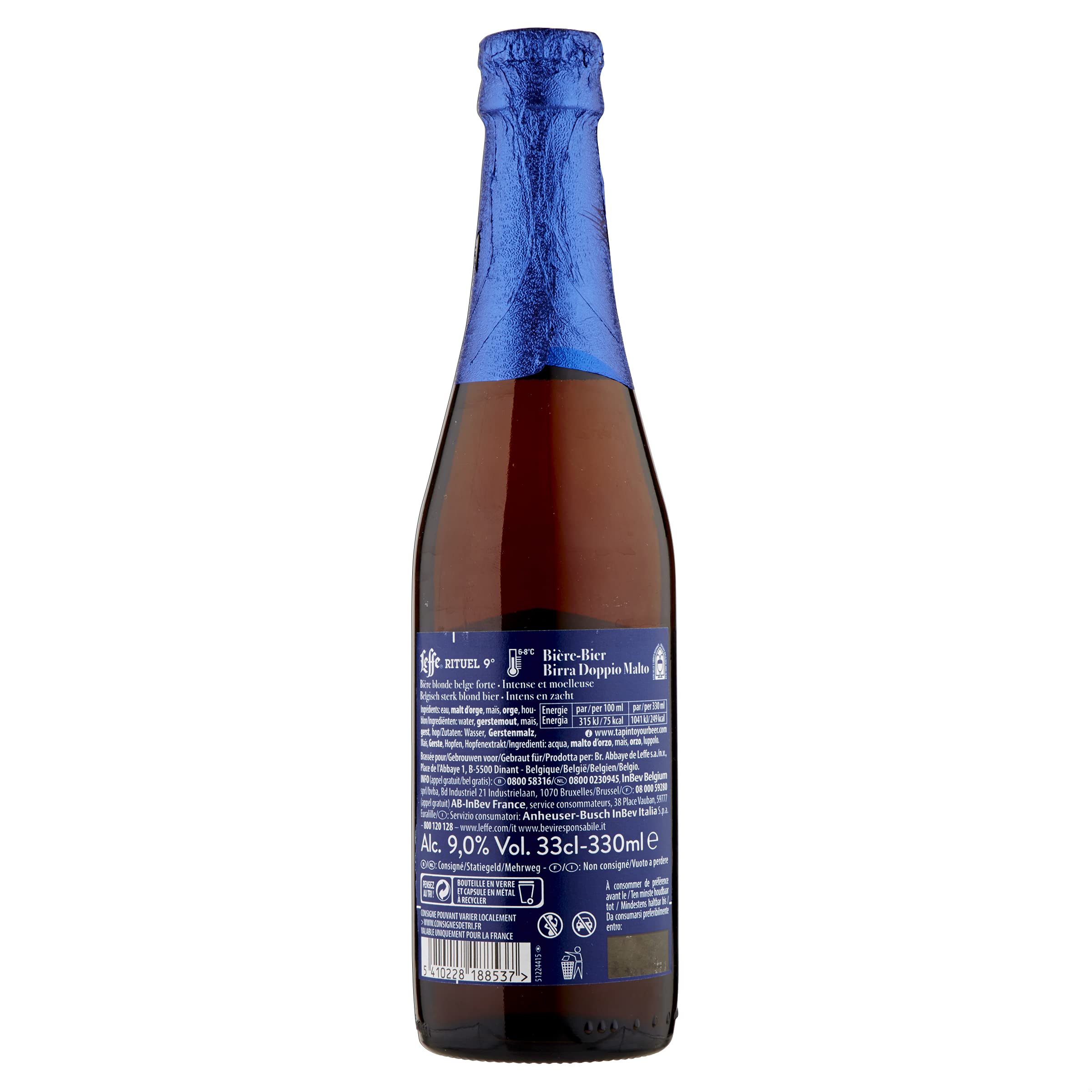 Leffe Rituel 9 Birra d'Abbazia, Bottiglia - Pacco da 24 x 330 ml