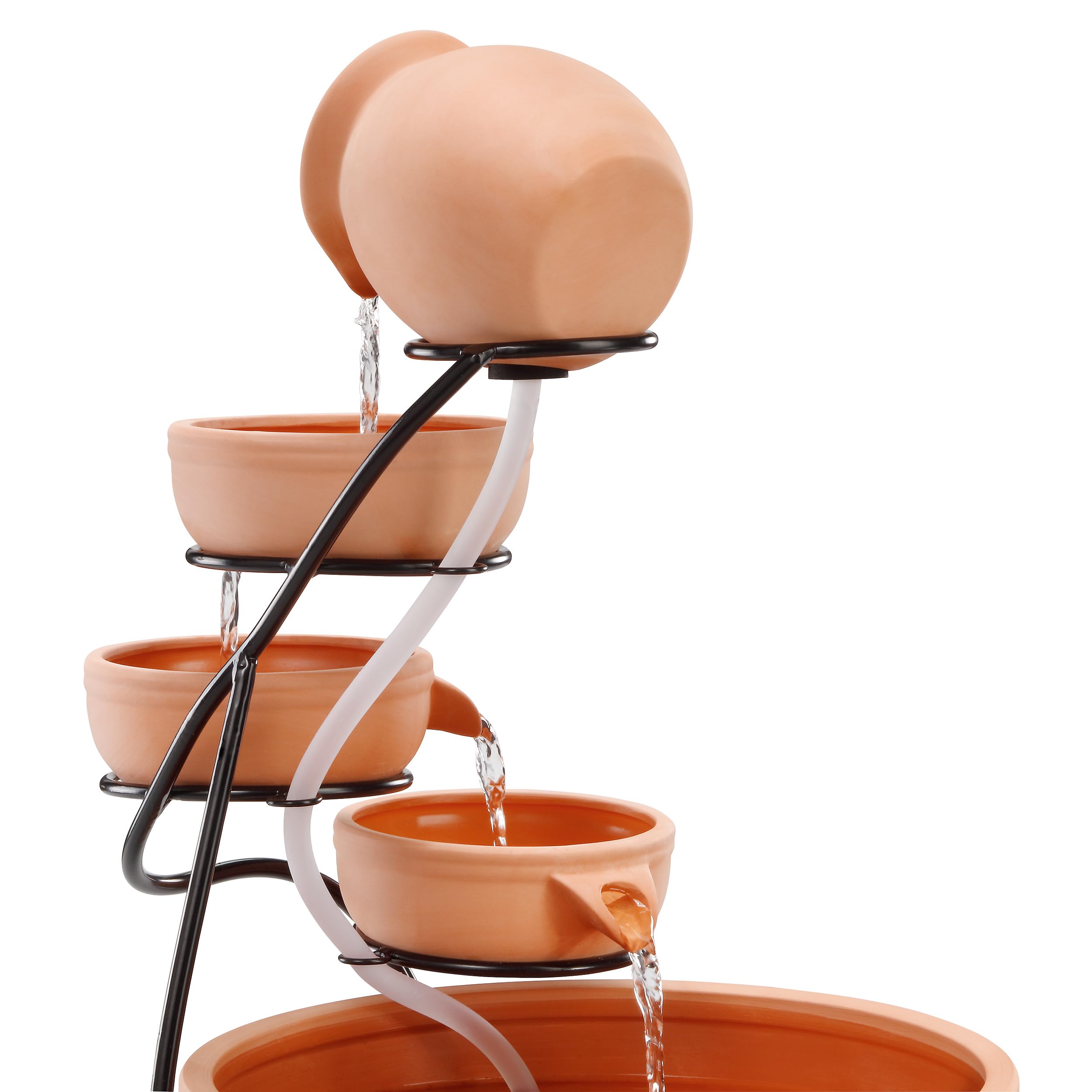 esotec Solar Kaskadenbrunnen Livorno, Keramik, Gartenliebhaber Geschenk, Springbrunnen außen, Gartenbrunnen Wasserspiel, Katzenbrunnen, Terrakotta braun H=55cm 101302