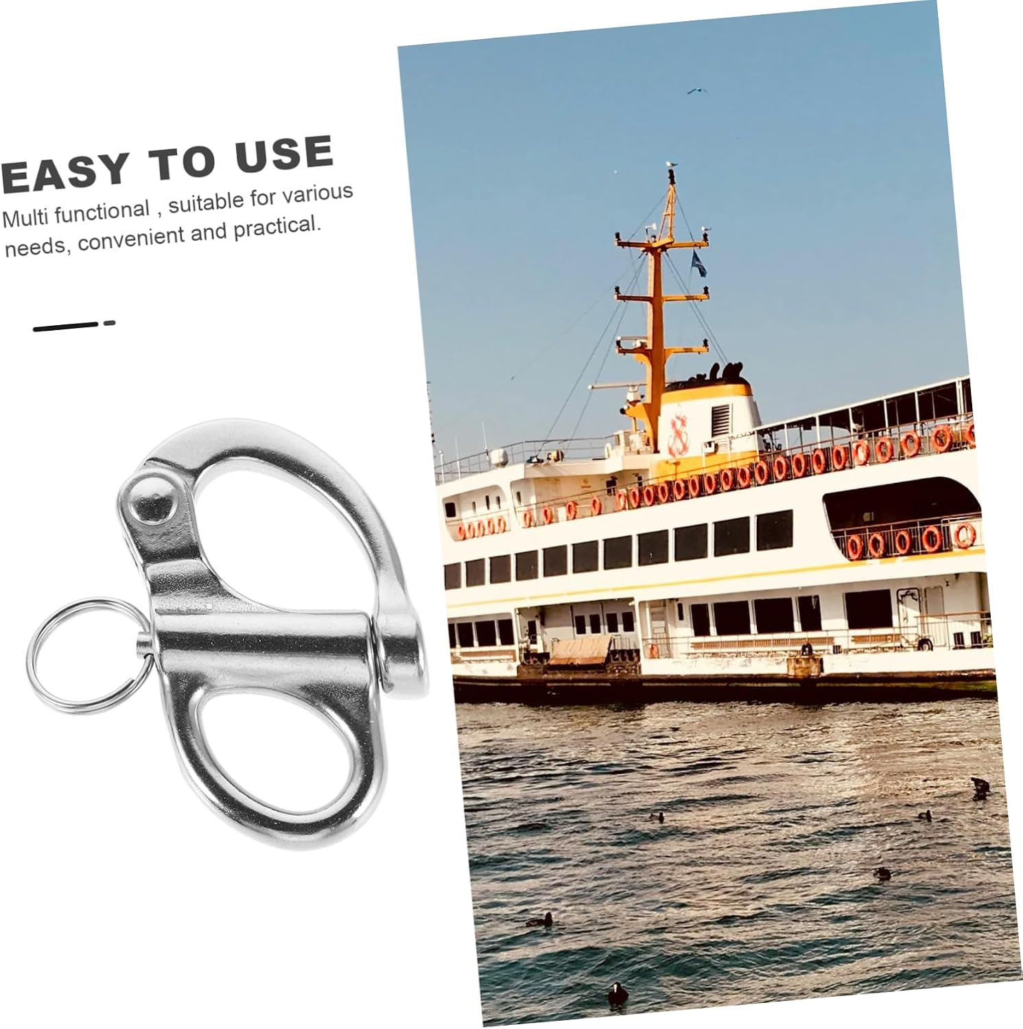 Fixed Bails Snap Shackle Stainless Steel Grade Fitting Heavy Duty Shackle for Sailboats Yachts and Boat Rigging Versatile Snap Hook for Nautical Hardware