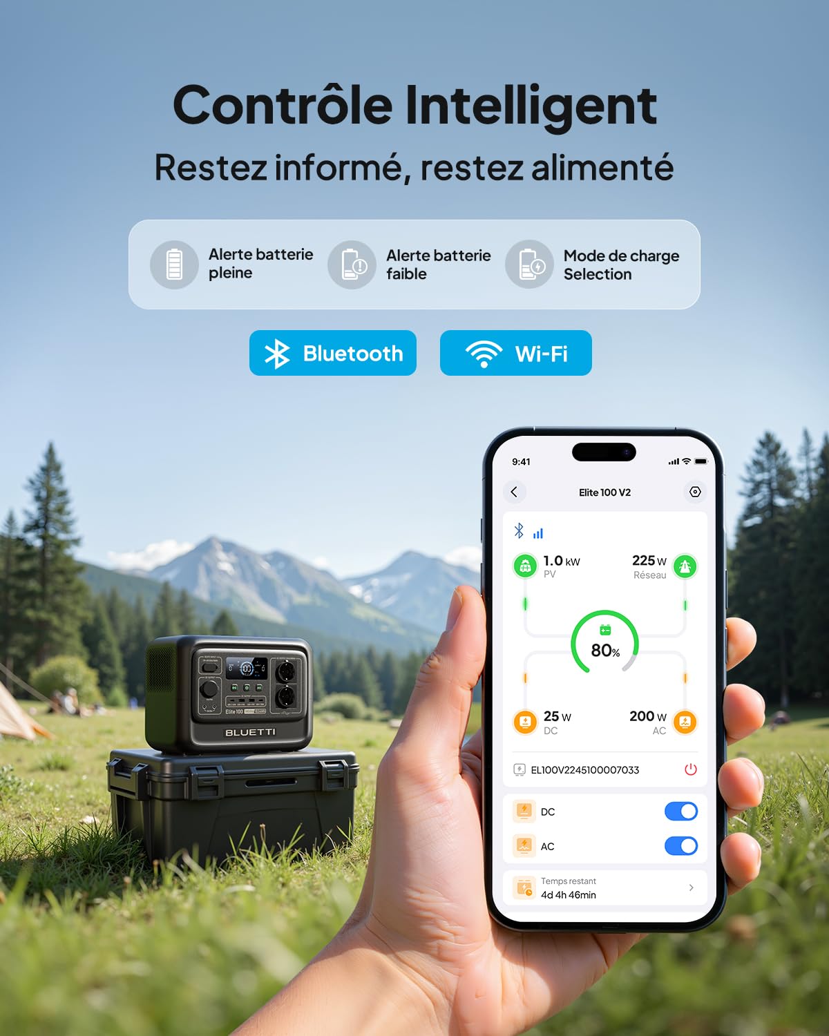 BLUETTI Elite 100 V2 1024Wh & 1800W Générateur Électrique Portable