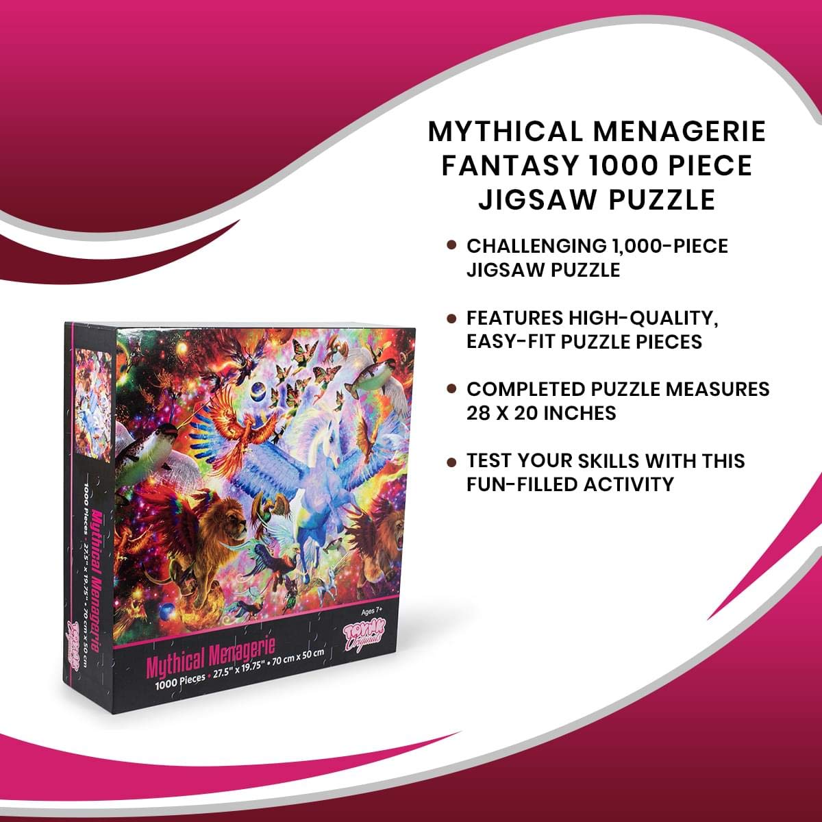 Mythical Menagerie Fantasy Puzzle for Adults and Kids | Difficult 1000 Piece Jigsaw Puzzle Toy | Fun Quarantine Gifts | Interactive Brain Teaser for Game Night | 28 x 20 Inches - Image 6