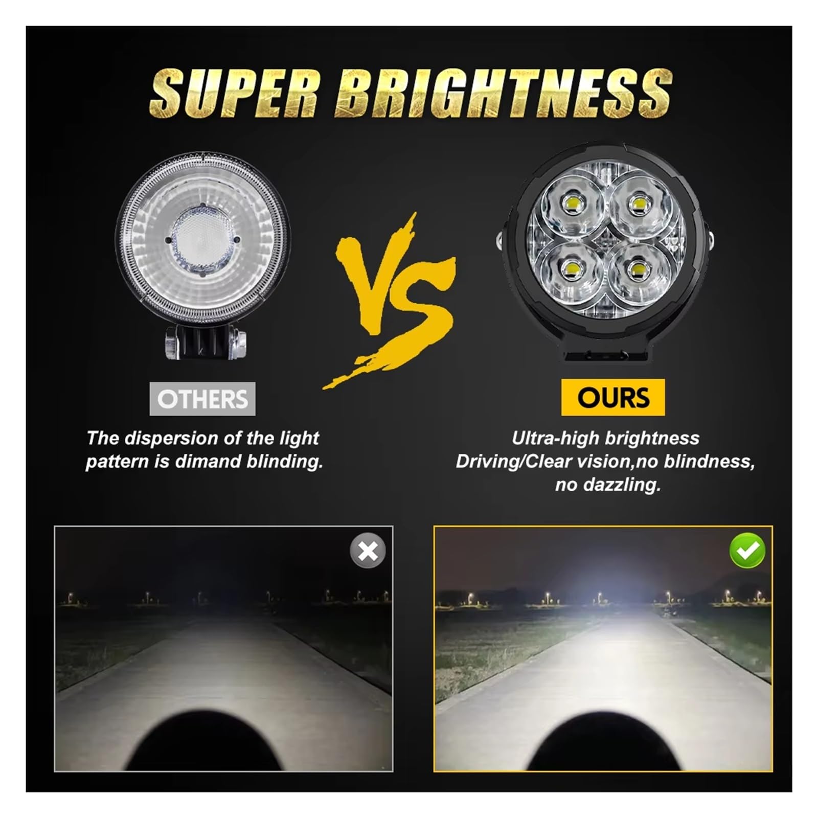 Phare Avant Moto Feux Travail Antibrouillard À LED Stroboscopiques Mark 4 Pouces pour BMW 9-80 V avec Fil LED Phares Avant