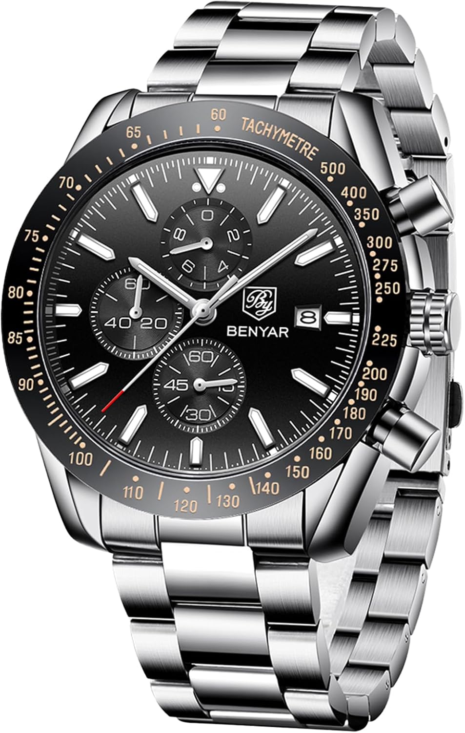 BENYAR Mens Watches Quartz Movement Chronograph Leather...