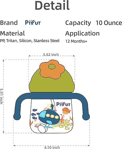 Miniatura 8 de Vaso para beber con popote con correa, a prueba de derrames, para bebé de 2 años, taza de entrenamiento para niños pequeños, 10 onzas  10.1 fl oz,