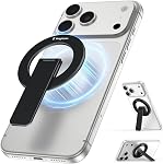 Magtame Magnetic Phone Stand for Magsafe, Ultra-Slim Phone Stand Grip & Magnetic Kickstand, 360°Rotation Multi-Angle Desktop Holder for iPhone 17 16 15 14 Pro Max, Magsafe Case & Android, Black