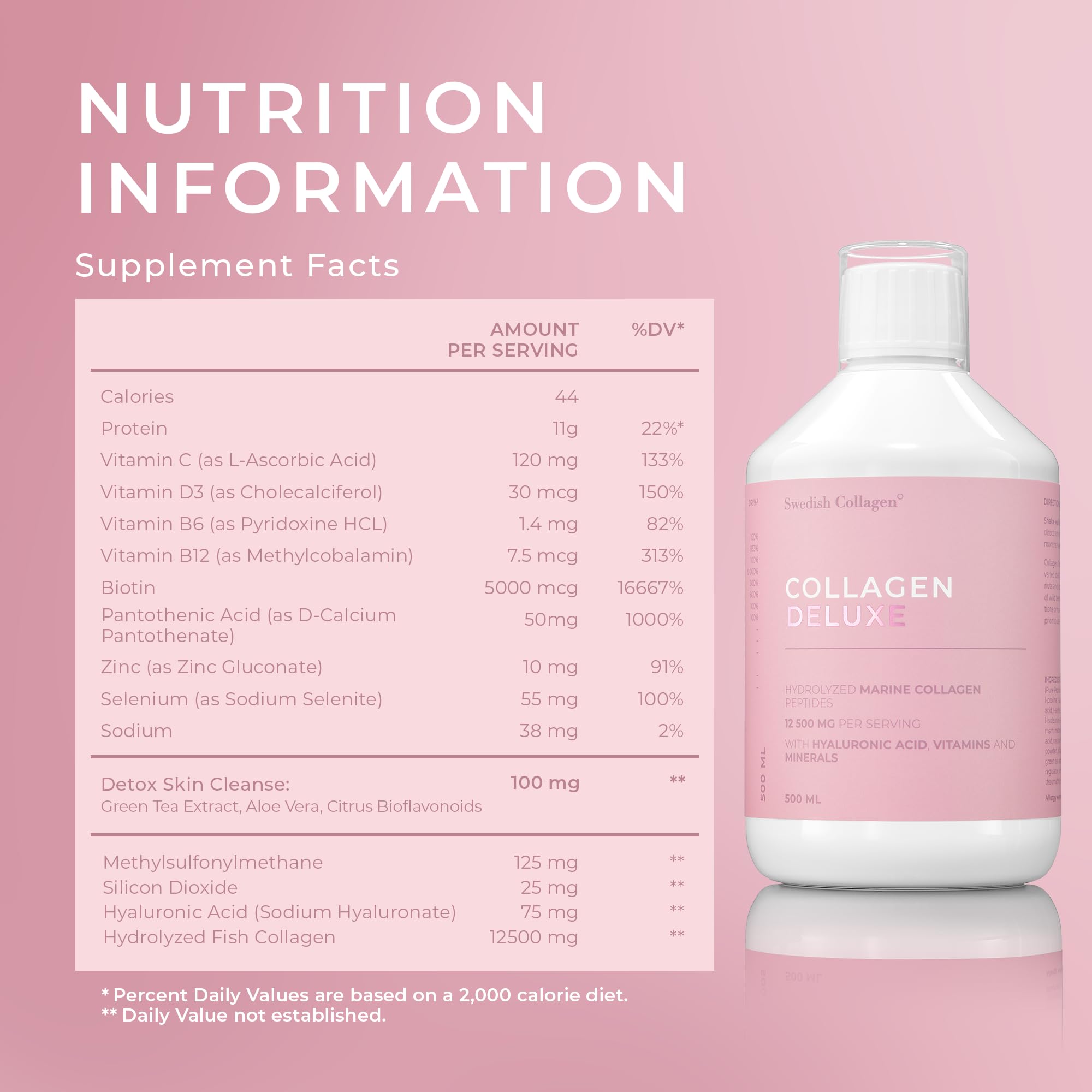 Swedish Collagen Deluxe 12,500 mg Marine Collagen Liquid, 500 ml — Amazon image 7