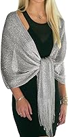 ShineGlitz Metallic Glitter Shawl Wrap for Women - Sparkling Pashmina Scarf for Weddings, Bridesmaids, Evening Dresses & Parties