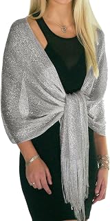 ShineGlitz Metallic Glitter Shawl Wrap for Women - Sparkling Pashmina Scarf for Weddings, Bridesmaids, Evening Dresses & Parties