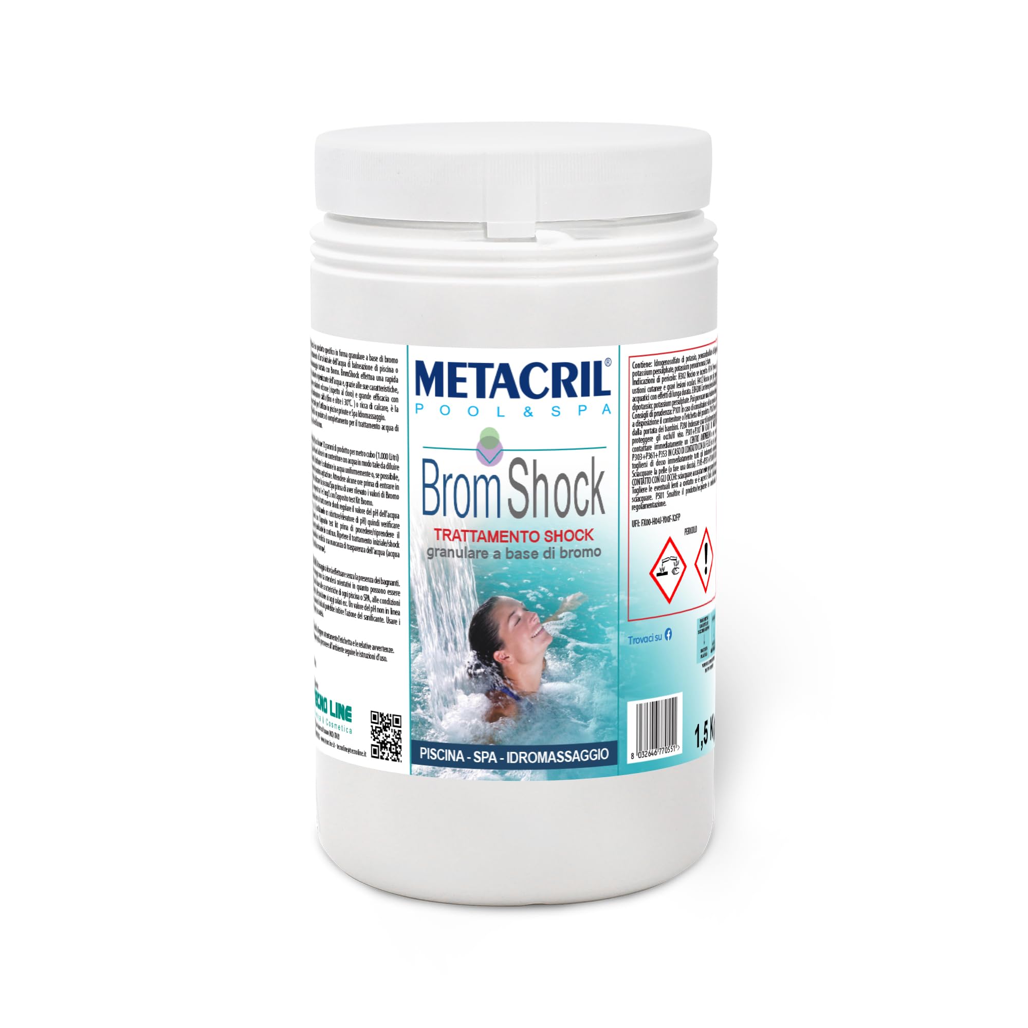 Metacril Brom Shock, Formato Granulado, para Piscinas y Spas de Hidromasaje - 1,5 kg