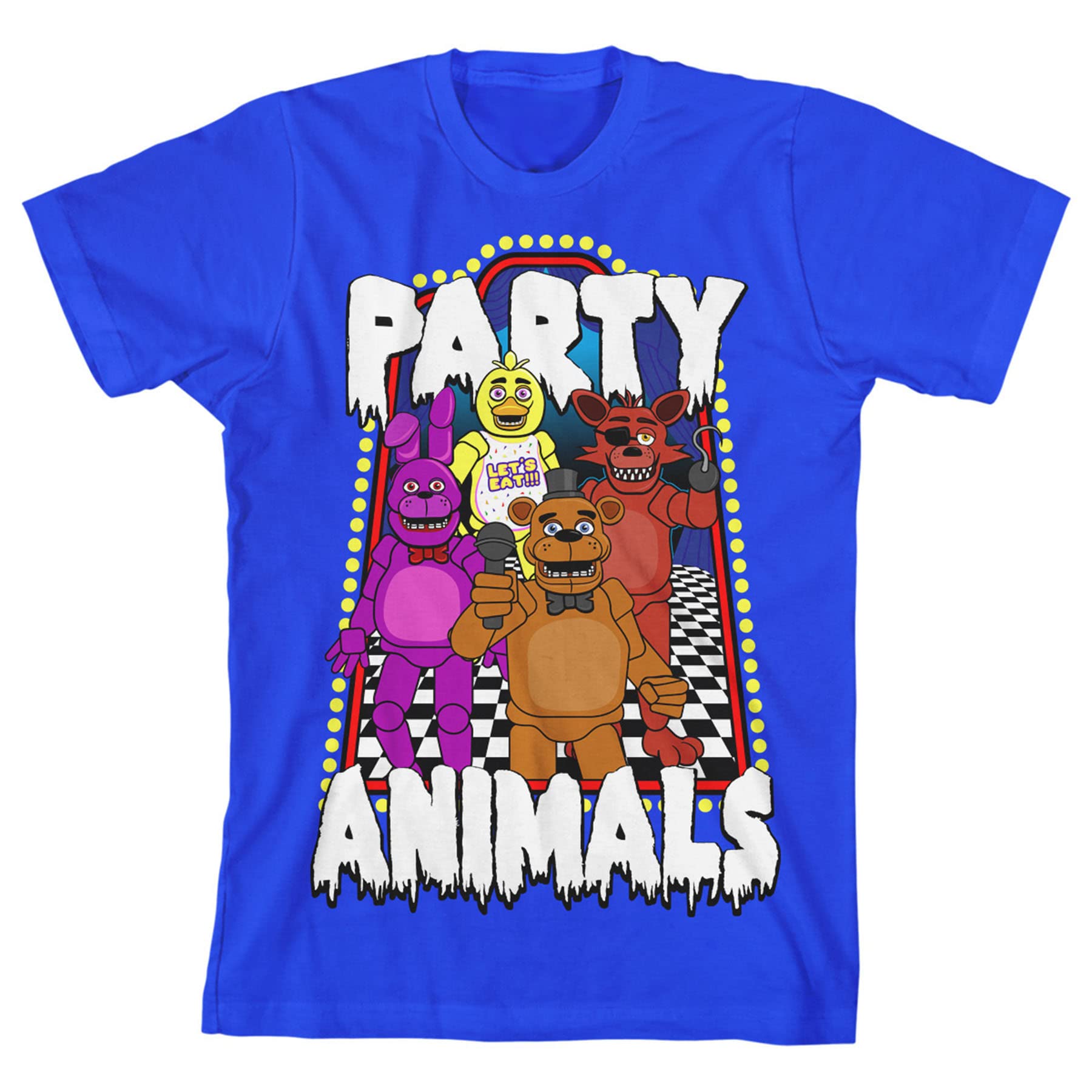 Five Nights at Freddy's Party Animals Boy's Royal Blue T-Shirt-XS