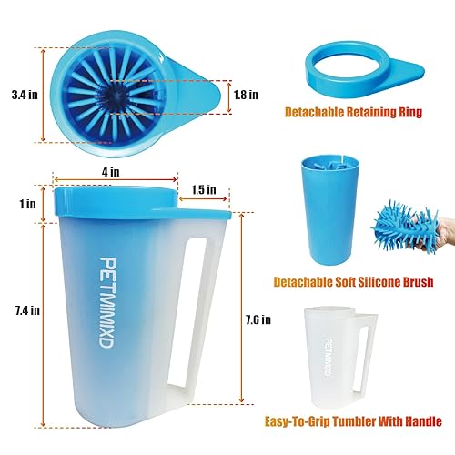 Miniatura 2 de Limpiador de patas de perro para perros, lavadora de patas de perro con asa, limpiador portátil de patas de mascotas, grande, azul