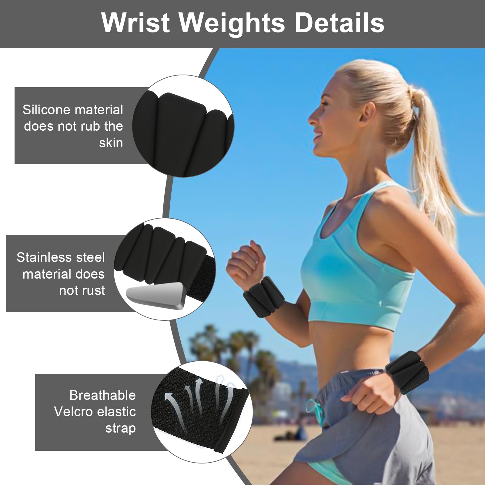 Gewichtsmanschetten Handgelenkgewichte Knöchelgewichte 2er-Set Gewichte Tragbare Gewichtsmanschetten für Beine und Arme (1 lb/1stk) Ankle Weights für Pilates, Yoga, Cardio