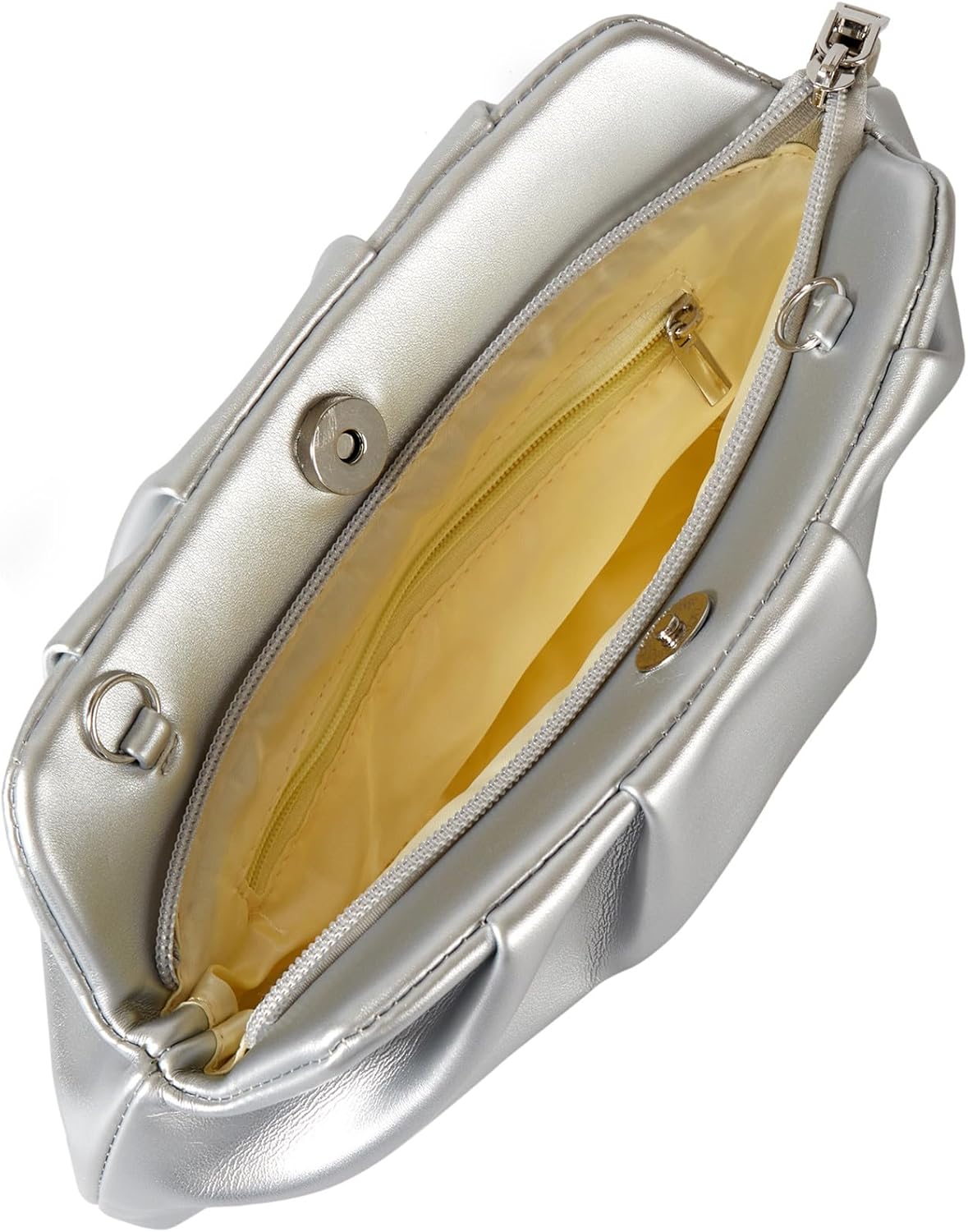 Evening Bag for Women Ruched Clutch Purse Detachable Metal Chain Crossbody Bag - Image 4