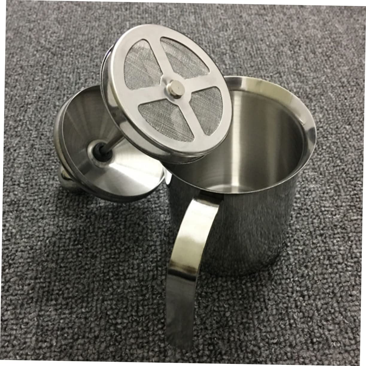 Montalatte Manuale in Acciaio Inox 800ml, Schiumatore Doppia Rete