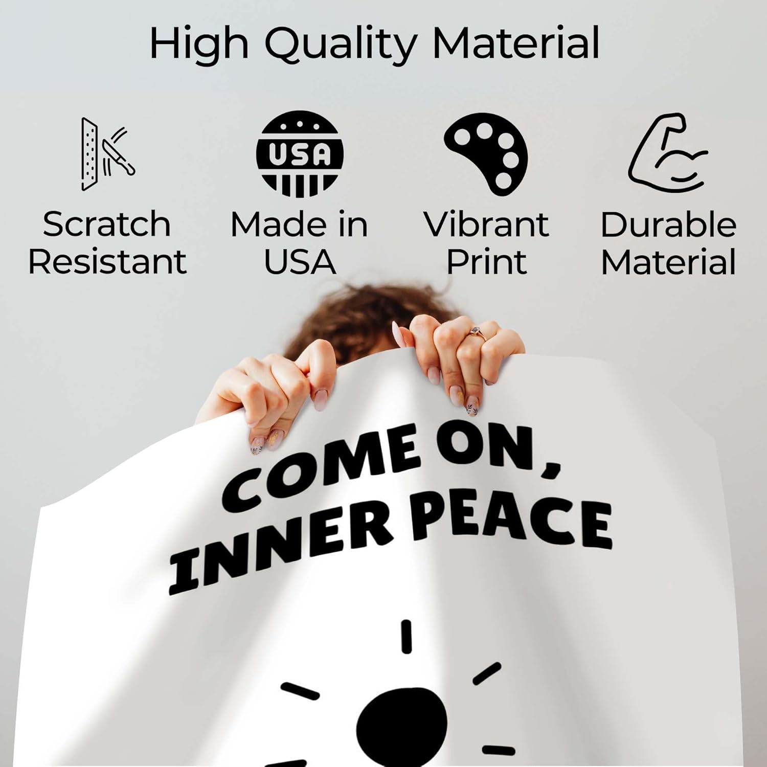 InkFlow Posters Inner Peace Quote Poster - Meditation Figure Humor Design - Minimal Black White Wall Art - Modern Home Decor Accent - Funny Zen Gift - 18x24 Unframed Canvas Wall Art