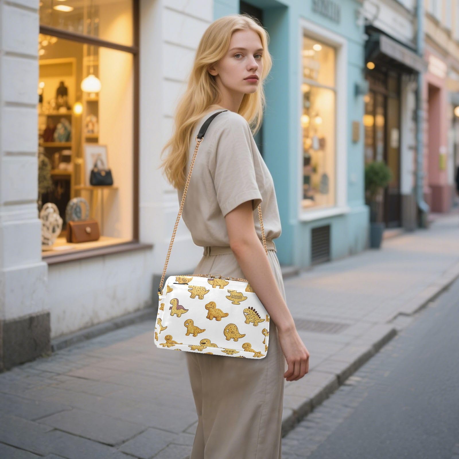FRODOTGV Damska torebka crossbody o pojemności 2,5 l | Trwałe etui na karty ze skóry PU z pełnym nadrukiem i wewnętrzna kieszeń lekka do podróży sylwetki żyrafy
