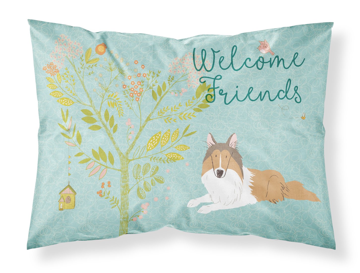 Taie d'oreiller Collie Welcome Friends multicolore standard pour maison